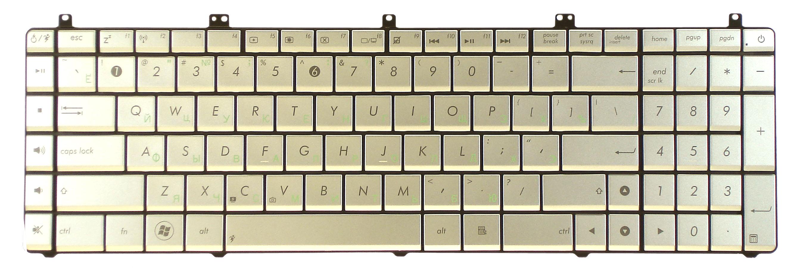 Клавиатура для ноутбука Asus N Series N55/N75 X Series X5QS Silverly
