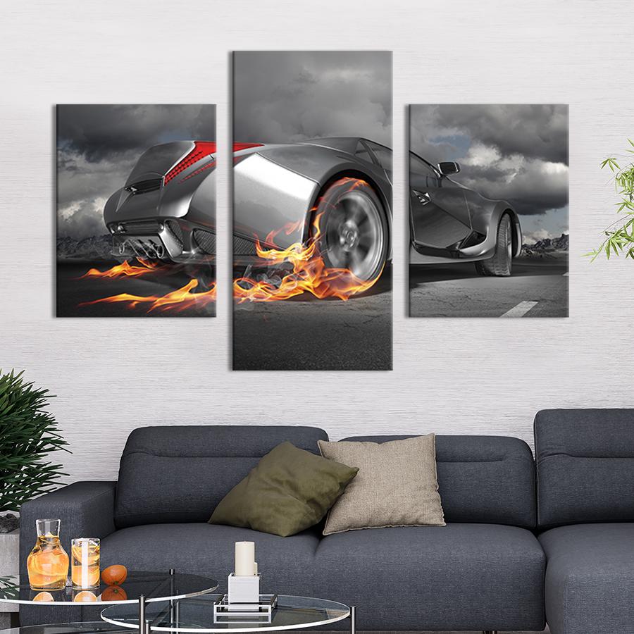 Картина для интерьера Огненная машина 96x60 см (93-32)