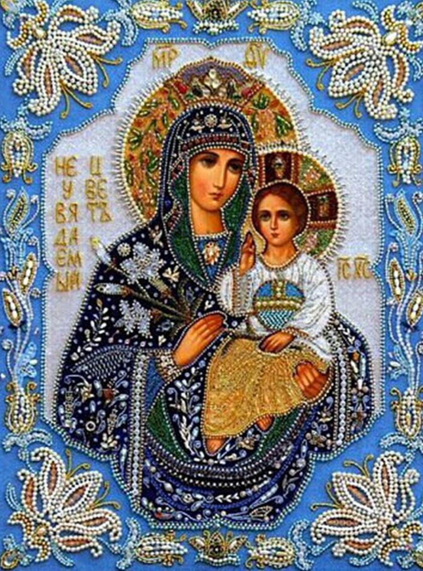 Алмазная мозаика My Art Богородица с Иисусом на подрамнике квадратные алмазы 40х50 см (12130011)