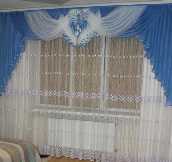 Ламбрекен в гостиную/спальню из шифона 3 м Голубой (106)