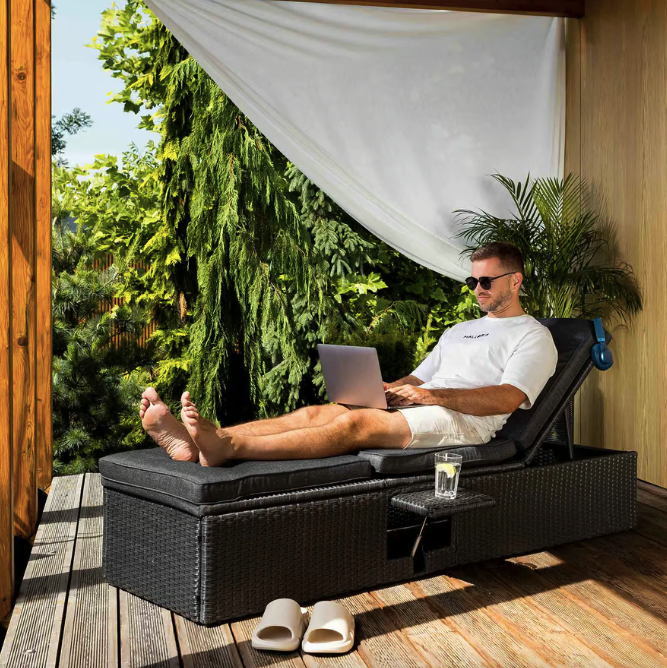 Шезлонг садовый Di Volio Asco Черный (23853385) - фото 2 Шезлонг садовый Di Volio Asco Черный (23853385) - фото 2