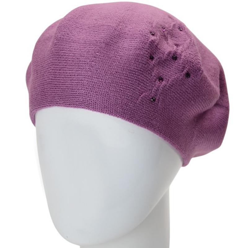 Берет жіночий Lirus ЛЕРА підвійний тонкого в'язання з візерунком one size Бузковий (282707) - фото 2 Берет жіночий Lirus ЛЕРА підвійний тонкого в'язання з візерунком one size Бузковий (282707) - фото 2