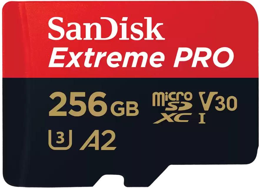 Карта пам'яті SanDisk microSD 256 GB C10 UHS-I U3 R200/W140 MB/s Extreme Pro V30+SD (ERC-SDSQXCD-256G-GN6MA)