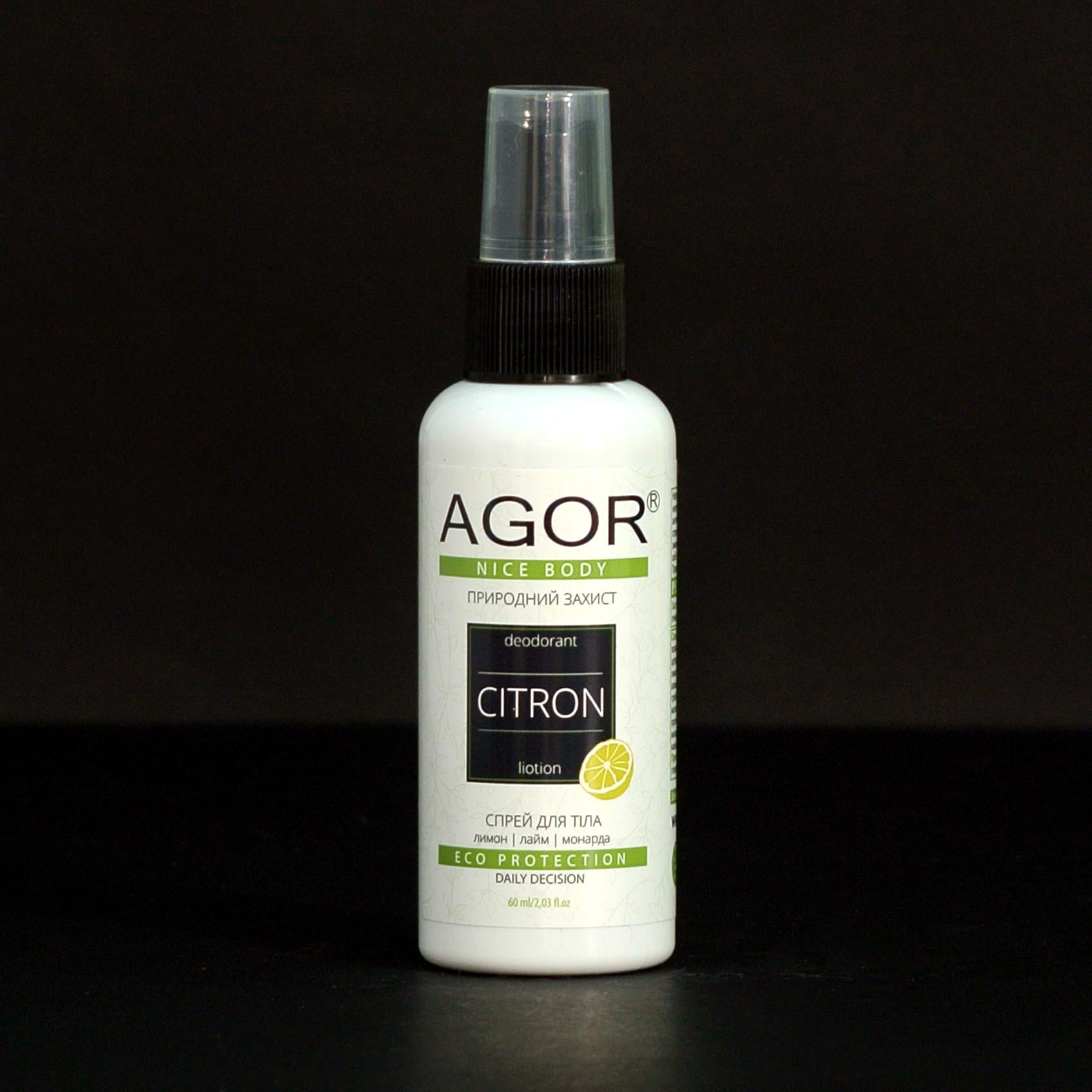 Антиперсперант жидкий минеральний Agor с цитрусовым ароматом Citron 60 мл