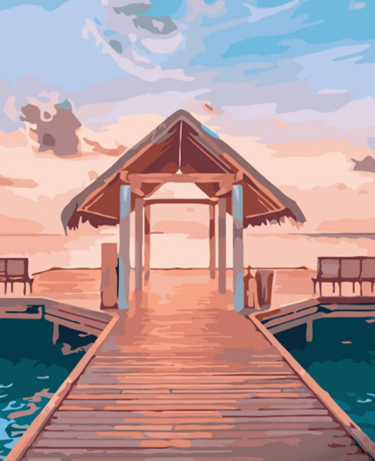 Картина по номерам Strateg Мостик на Мальдивах 40x50 см (GS835)