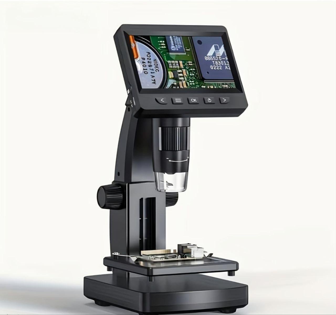 Мікроскоп цифровий з LCD-екраном збільшення до 1000х вбудована пам'ять 4,3" Чорний (Н-1220)