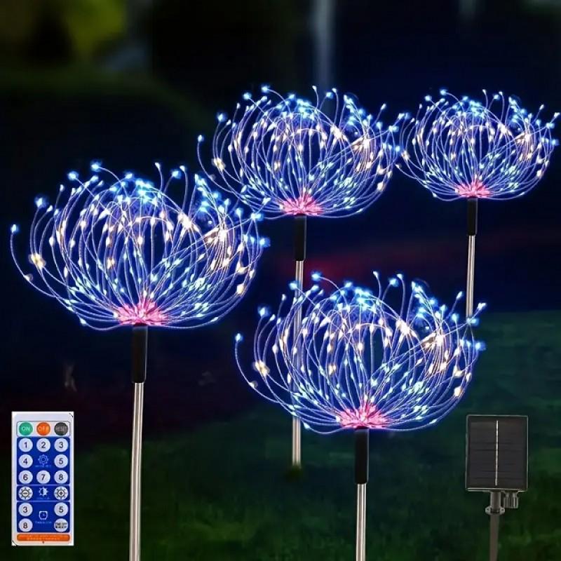 Набор светильников на солнечной батарее садовых Фейерверк с пультом 4 шт. Сине-розовый (MX-00009081) - фото 2 Набор светильников на солнечной батарее садовых Фейерверк с пультом 4 шт. Сине-розовый (MX-00009081) - фото 2