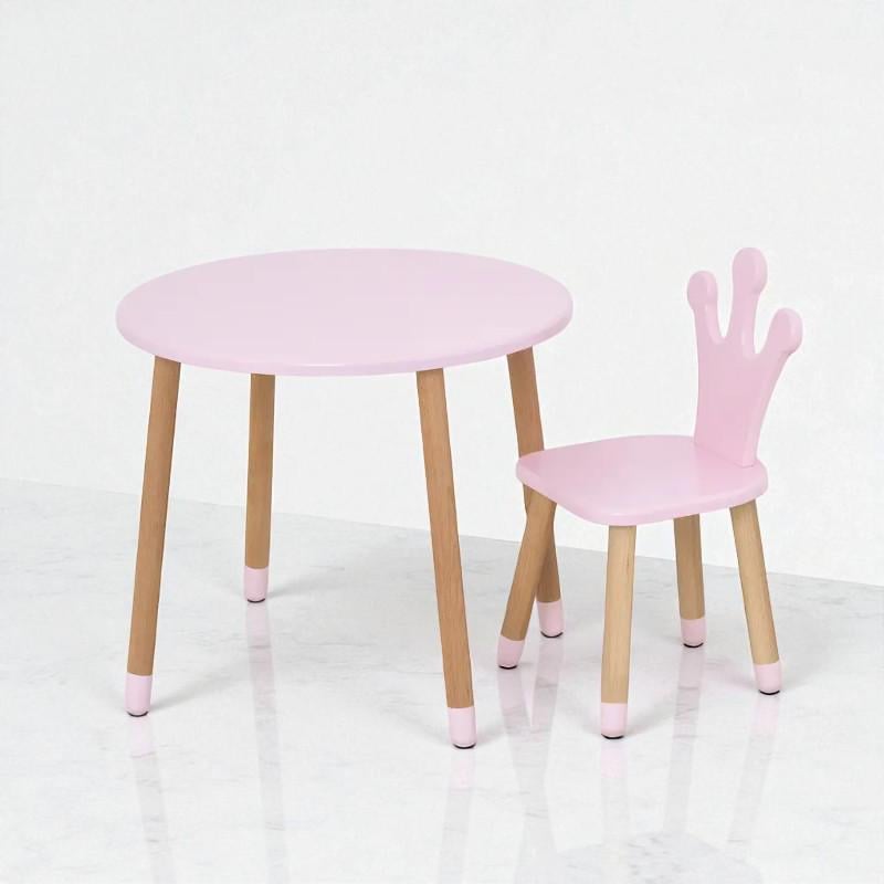 Столик круглый со стулом корона Bambi SQUARE Розовый