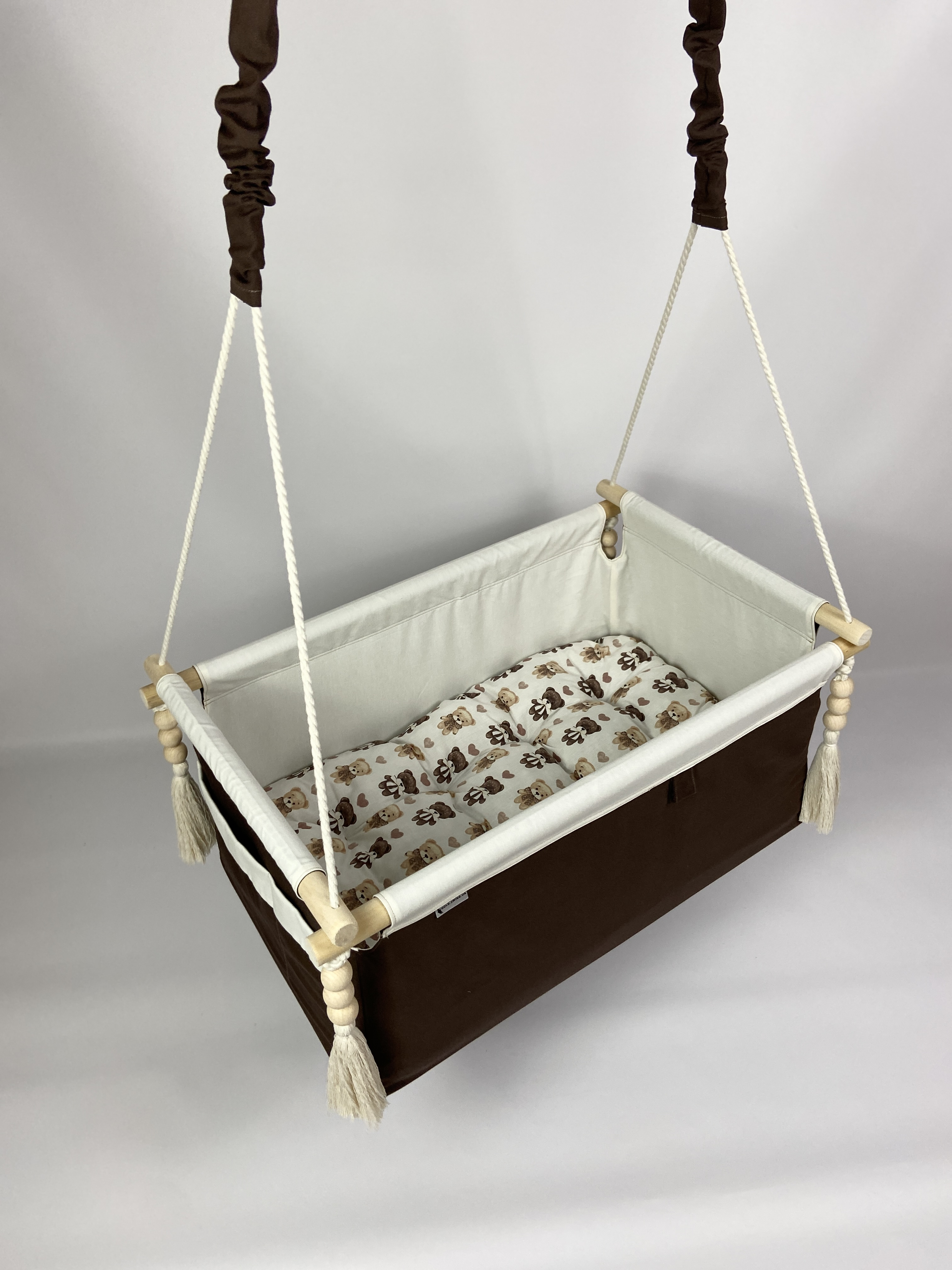 Подвесные детские качели Люлька из водоотталкивающей ткани Коричневый (gs-8731)