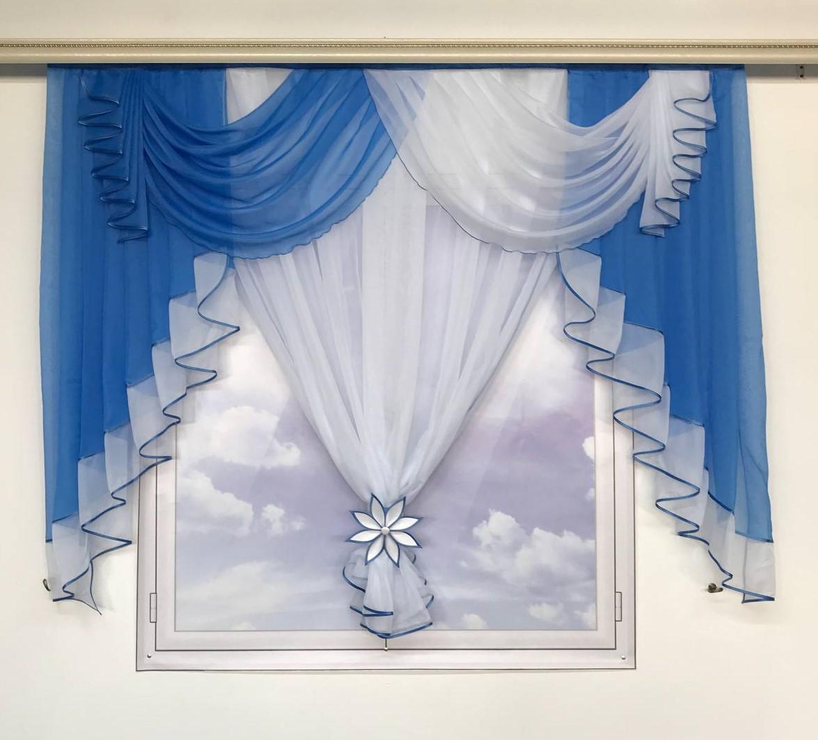 Занавеска из шифона ALBO 200x160 см Голубой (KU-176-29)