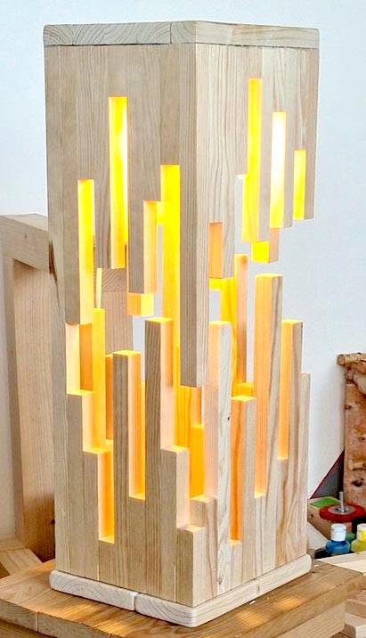 Светильник напольный из дерева Бирден Бланже (НПС-001301)