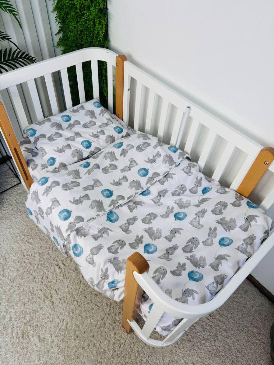 Комплект постельного белья детская байковая теплая сменная в кроватку 3в1 наволочка пододеяльник простыня 100 % хлопок (4428)