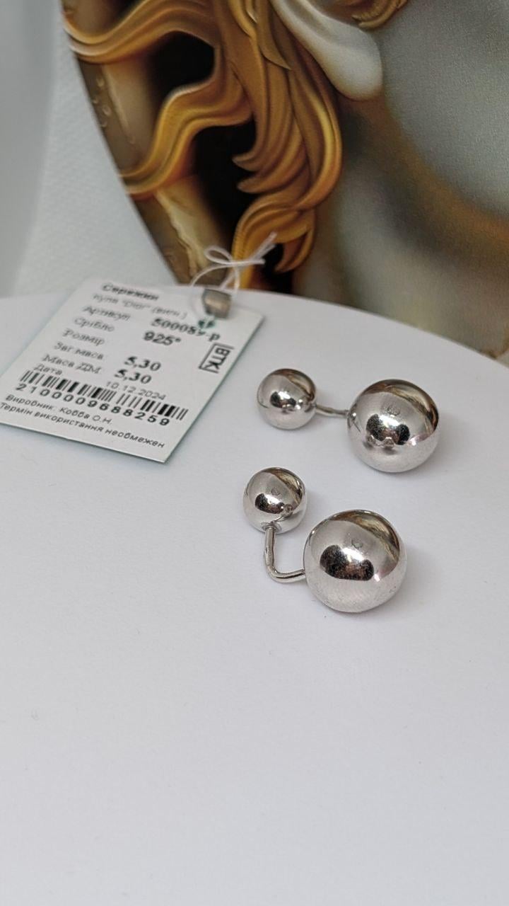 Сережки-пусети срібні Dior круглі 925° (30731271)
