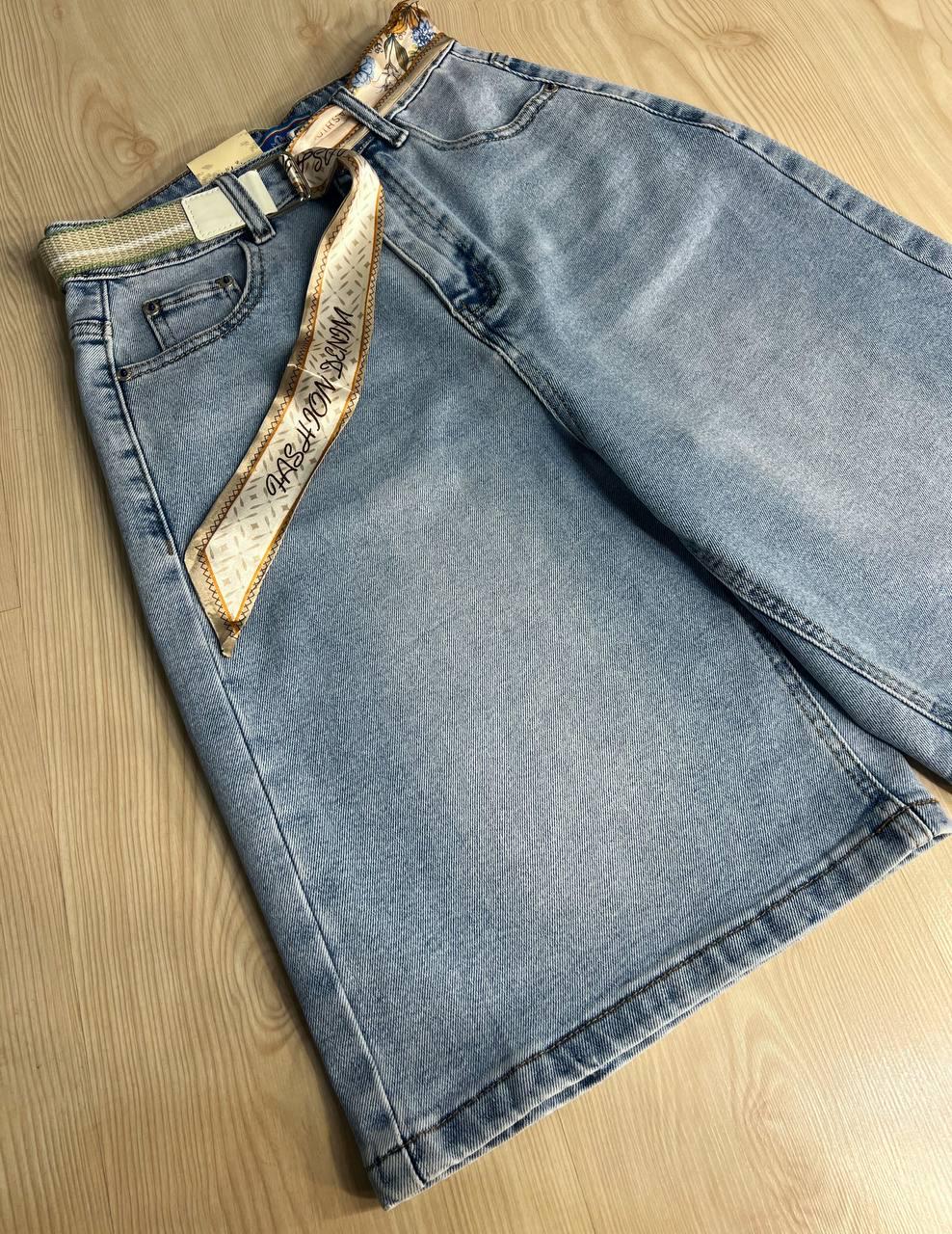 Шорты женские джинсовые Vindasion 4059 бермуды удлиненные с поясом-платком р. 25 Голубой (4150) - фото 5 Шорты женские джинсовые Vindasion 4059 бермуды удлиненные с поясом-платком р. 25 Голубой (4150) - фото 5