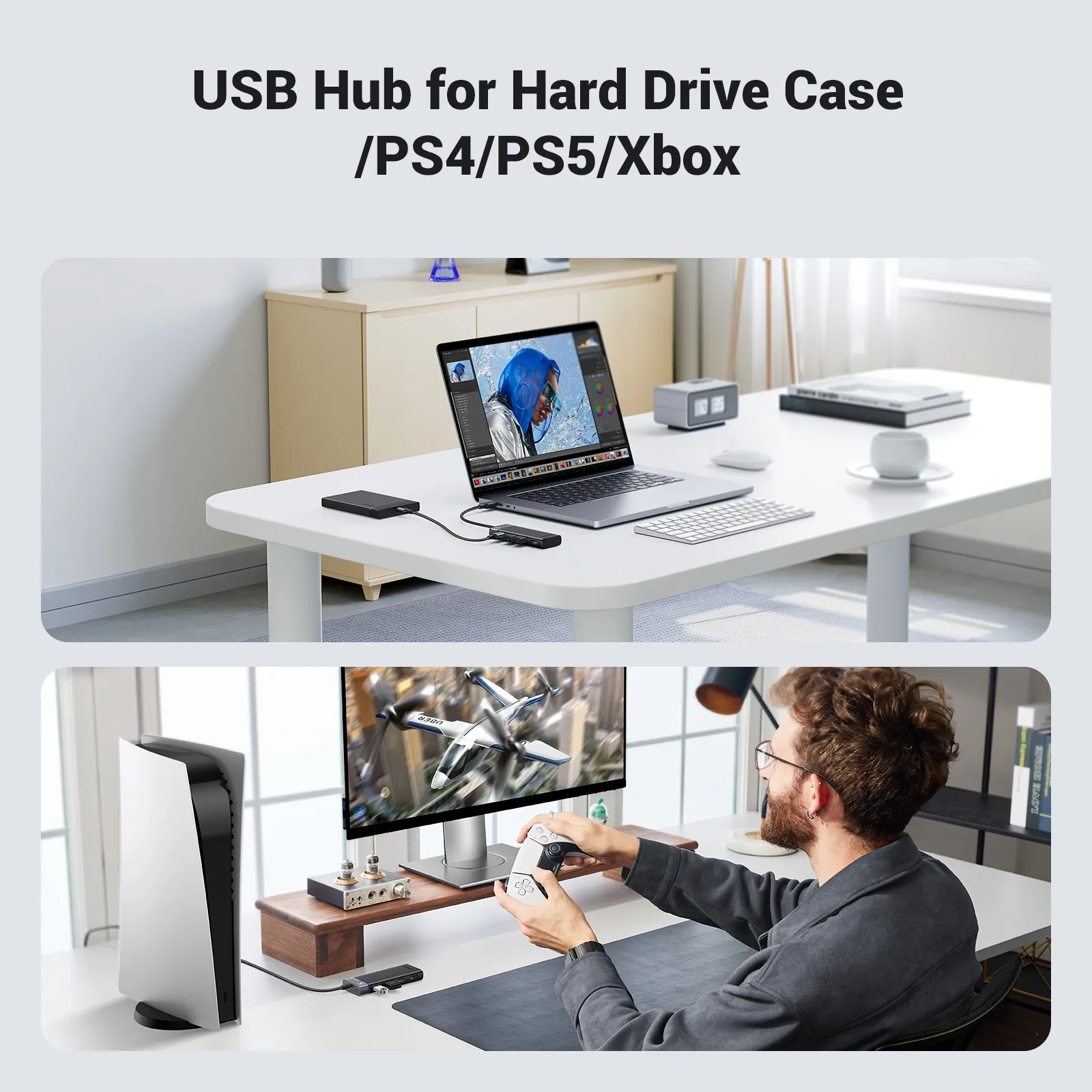 USB-хаб UGREEN CM653 4-Port USB 3.2 Gen 1 HUB с дополнительным питанием USB Type-C Grey (15548) - фото 5