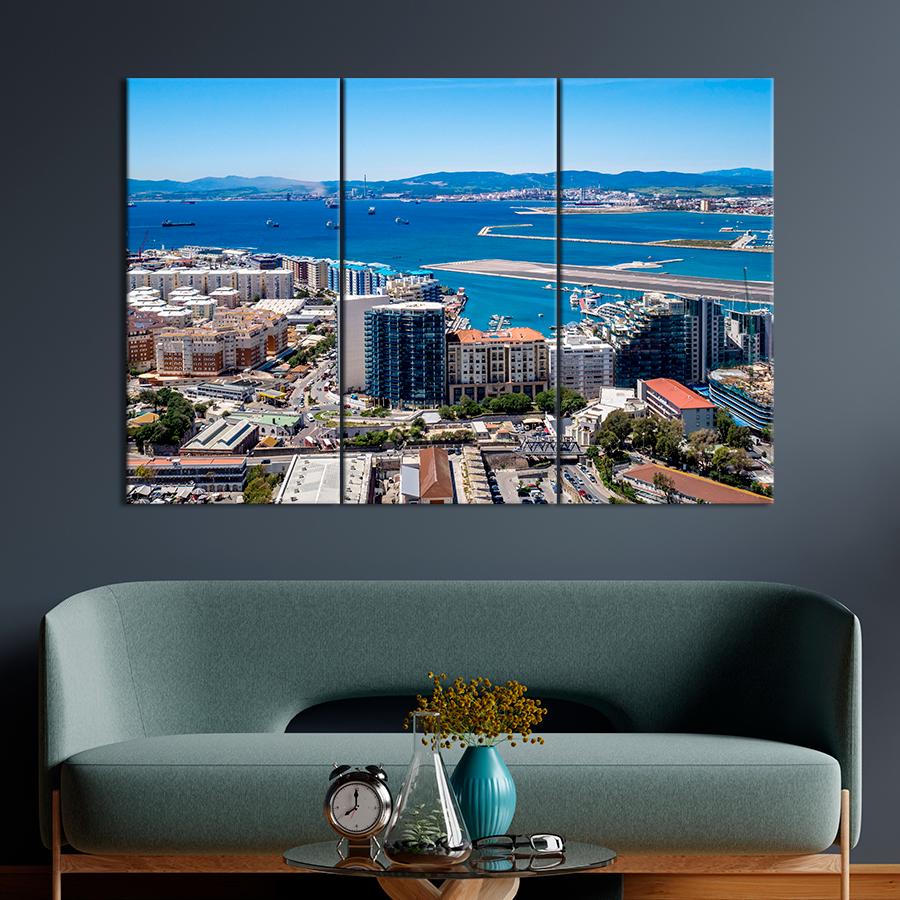 Картина город Панорамный вид на город Гибралтар 156x100 см (A654-3)