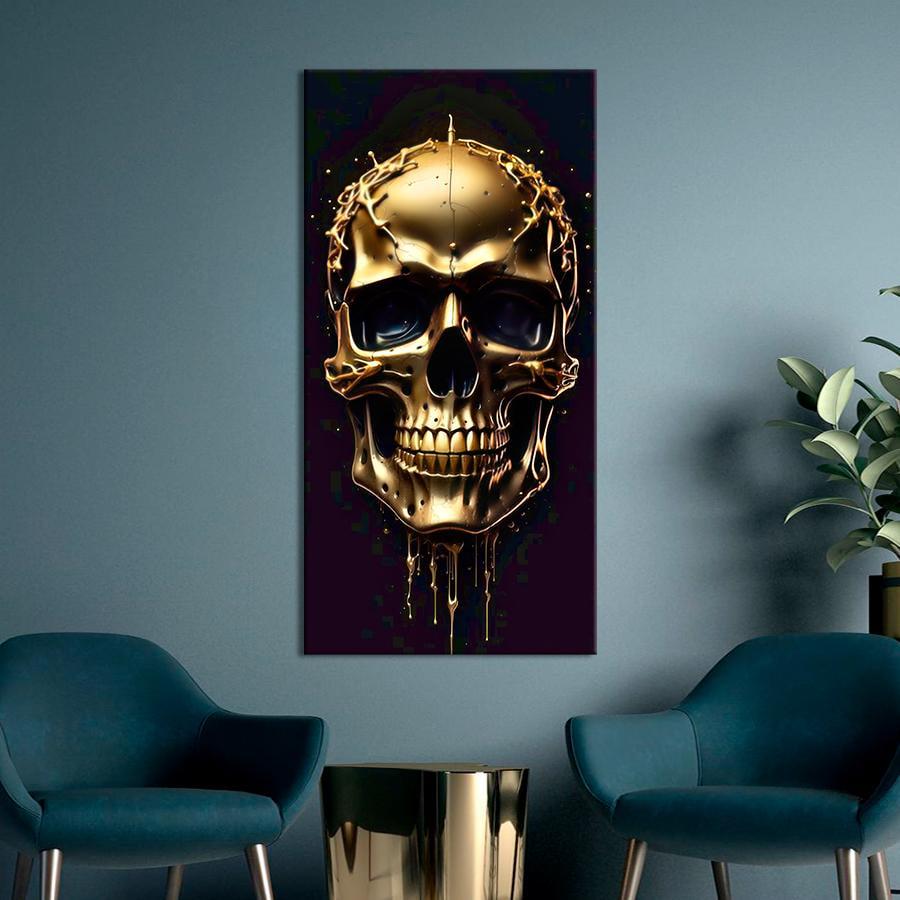 Картина на полотні Моторошний золотий череп 80x40 см (286VP_L) - фото 2