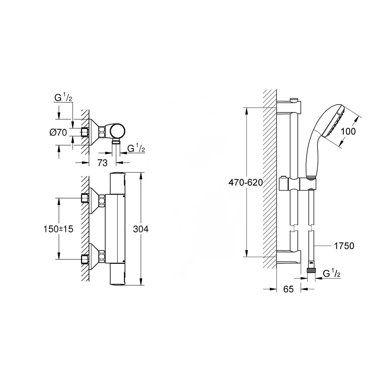 Змішувач для душу Grohe Precision Start UA303908T1 з термостатом Чорний (174046) - фото 2