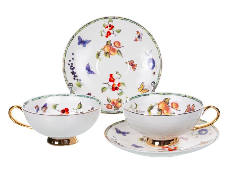 Набір чайних чашок порцелянових з блюдцем Lefard Холодне літо на 2 персони 200 мл (975-070)