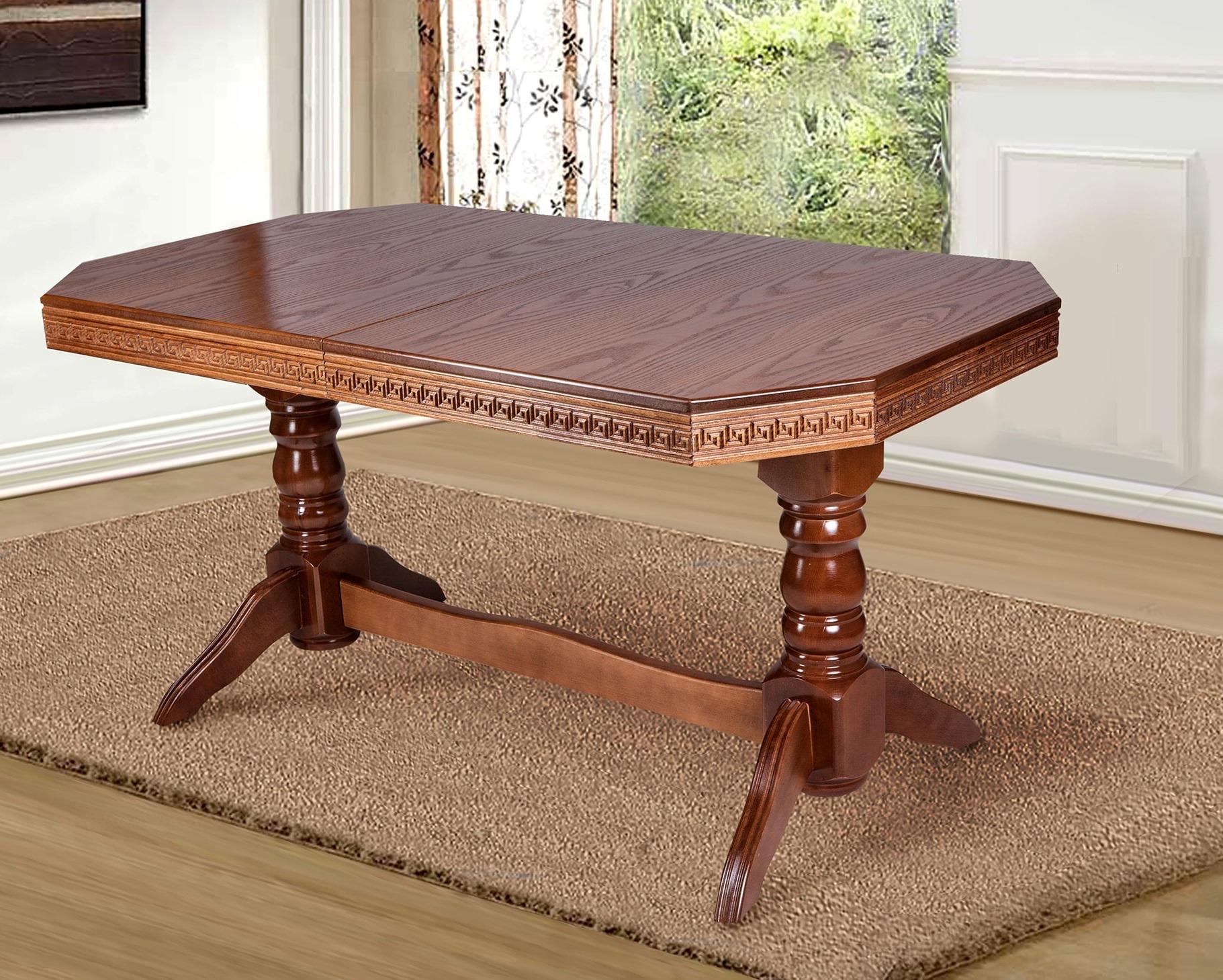 Стіл обідній розкладний Мікс Меблі Буковель 90x160 ( 40) см натуральне дерево/МДФ Горіх - фото 4