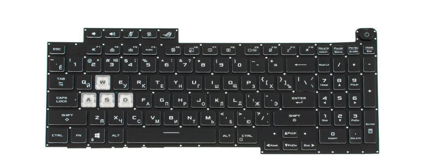 Клавиатура для ноутбука Asus G713 2021 year rus без кадра подсветки клавиш RGB Black (169475)