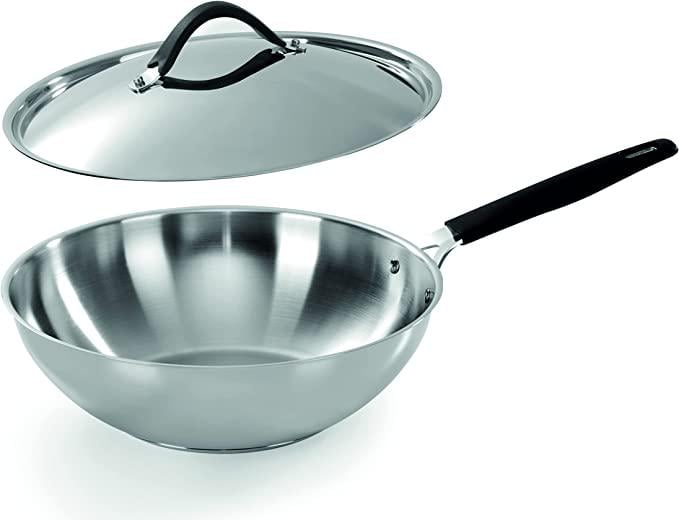 Сковородка-вок с крышкой Barazzoni 33 Carati 28 см Inox (170156128)