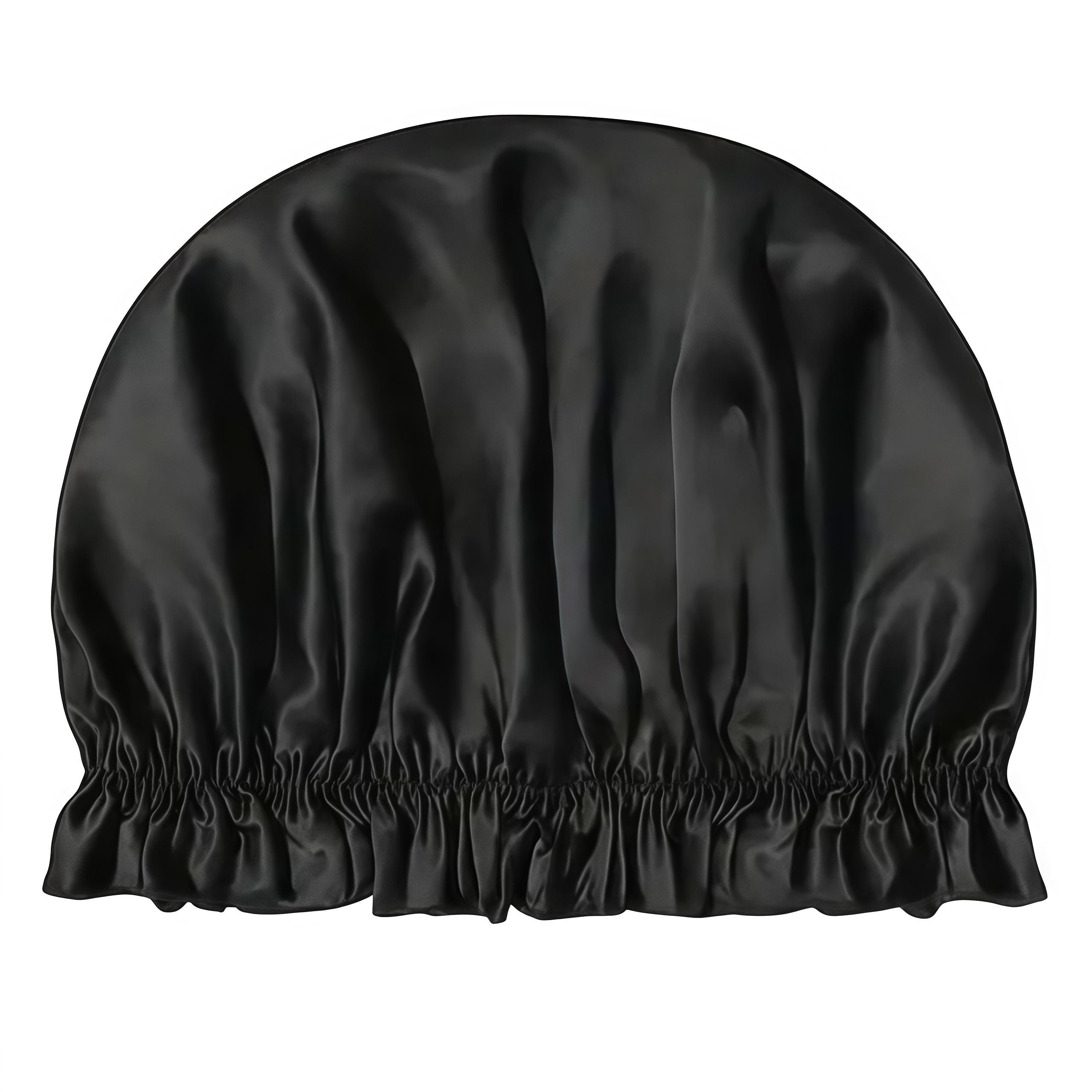 Шелковая шапочка для сна и душа с мягким краем 29х20 см Черный