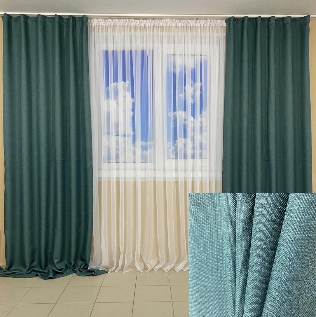 Шторы блекаут TG Home М5 Рогожка 2х1,5х2,7 м Бирюзовый (М5-19-1,5м) - фото 2