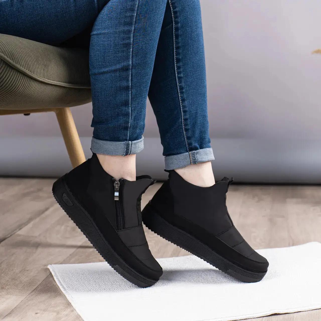 Дутики жіночі зимові Кредо короткі з хутром на двох блискавках р.38 Чорний (4220002) - фото 2 Дутики жіночі зимові Кредо короткі з хутром на двох блискавках р.38 Чорний (4220002) - фото 2