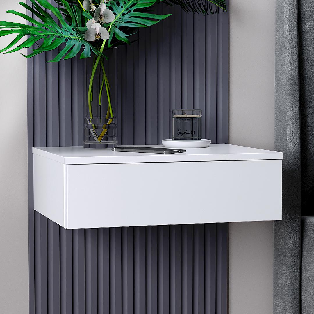 Тумба приліжкова Бостон К-505 48x16x35 см Білий матовий (01194)