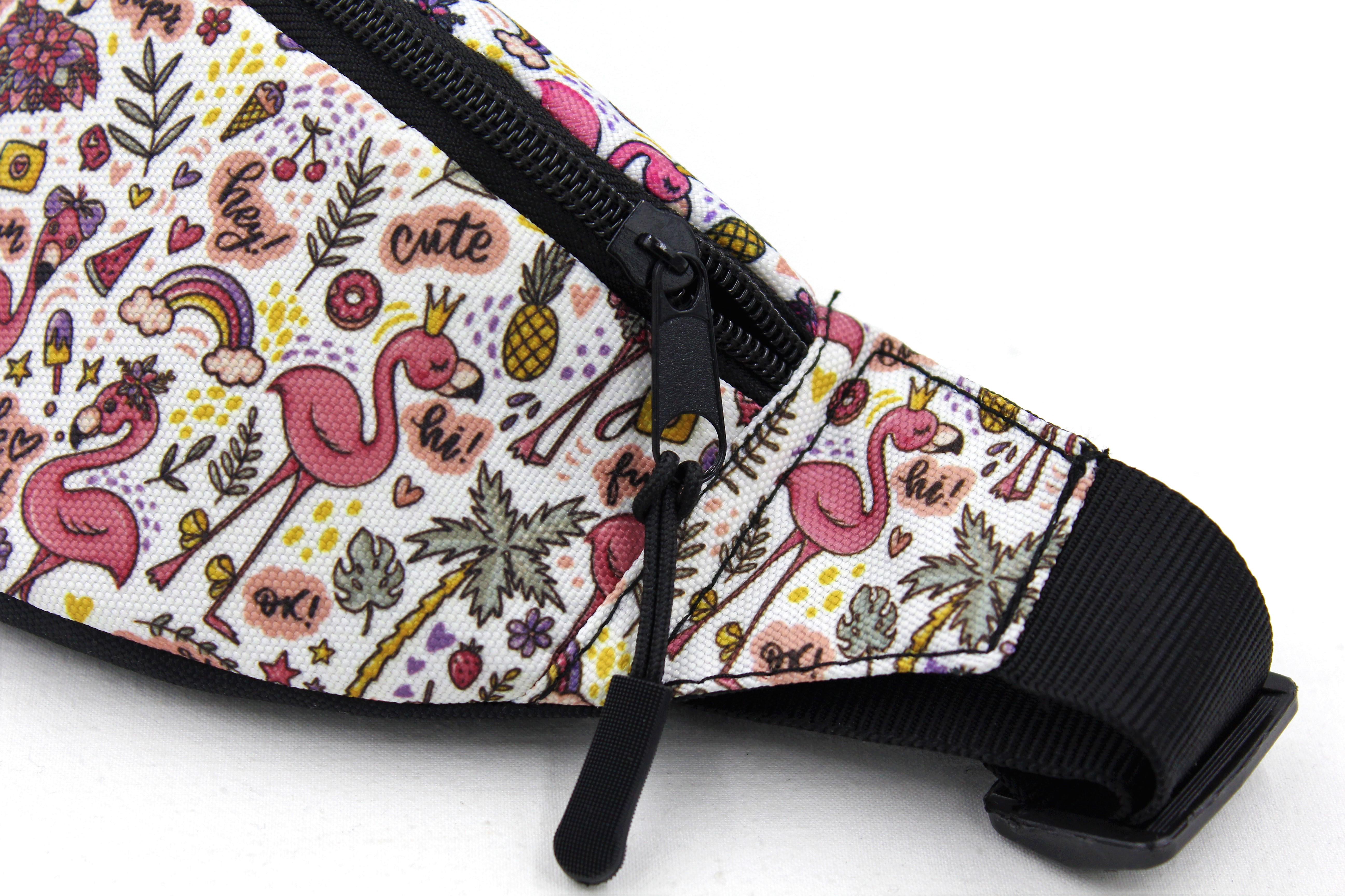 Сумка бананка дитяча з регулюючим ремінцем для дівчинки Фламінго білий (Д-009) - фото 5