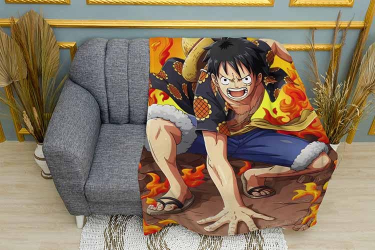 Плед Luffy on fire One Piece плюш однослойный 150х210 см (113064-1)