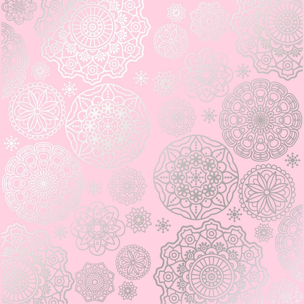 Лист бумаги односторонний Silver Napkins с серебряным тиснением 30,5х30,5 см Light Pink