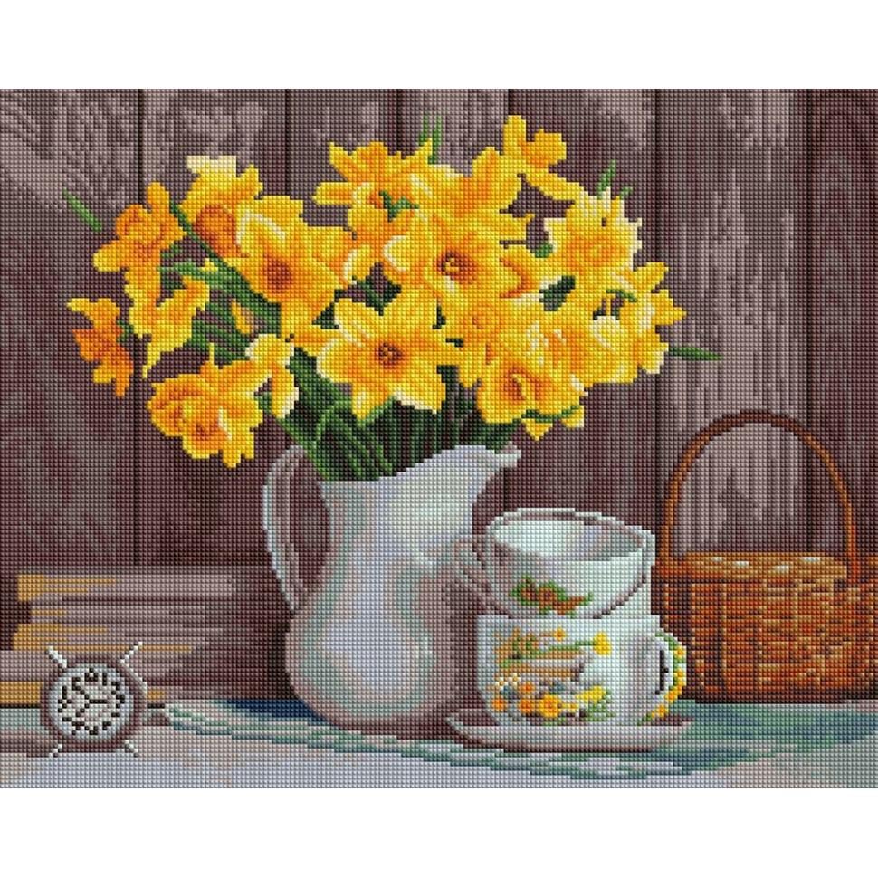 Алмазна мозаїка Brushme Натюрморт нарцисів DBS1010 40х50 см (RLT56112) Алмазна мозаїка Brushme Натюрморт нарцисів DBS1010 40х50 см (RLT56112)