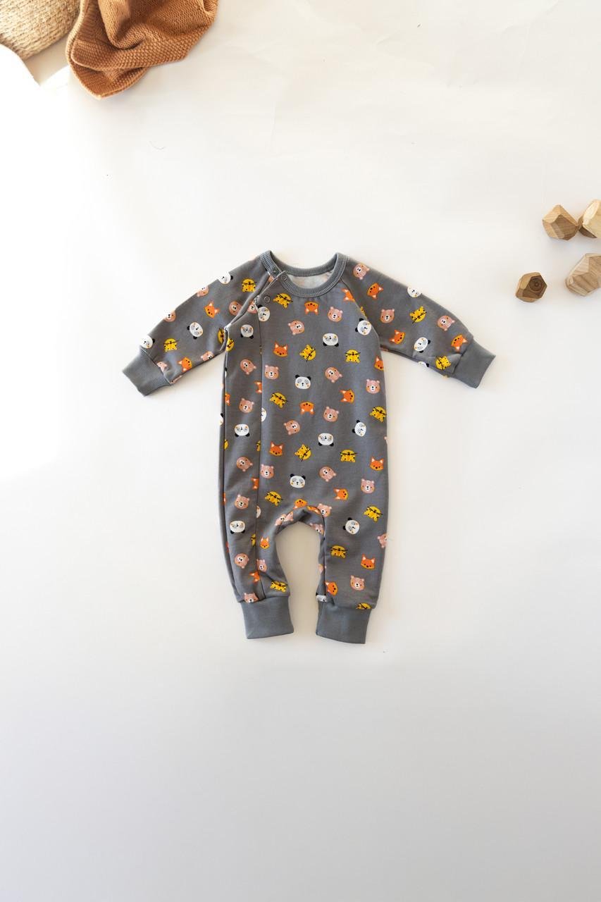 Ромпер для малюка Мордочки на блискавці двонитка з начосом 68 см (2783197103)