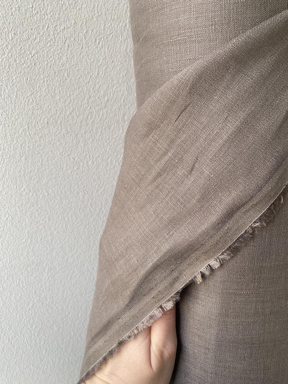 Ткань LINEN PLUS льняная натуральная 143 см 821 Серо-коричневый - фото 4