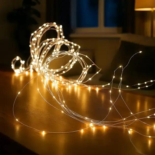 Гирлянда роса Конский хвост 3 м 300 LED на батарейках и USB Теплый Белый (34-RV-102-3 G USB)