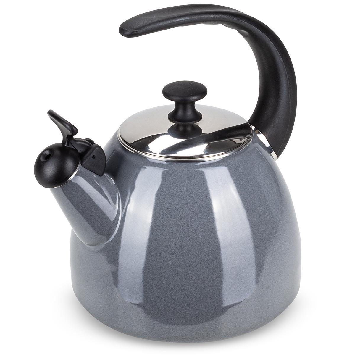 Чайник зі свистком Kamille KM-1040С із емальованої сталі 2,5 л Сірий (150-84-1040С) - фото 1 Чайник зі свистком Kamille KM-1040С із емальованої сталі 2,5 л Сірий (150-84-1040С) - фото 1