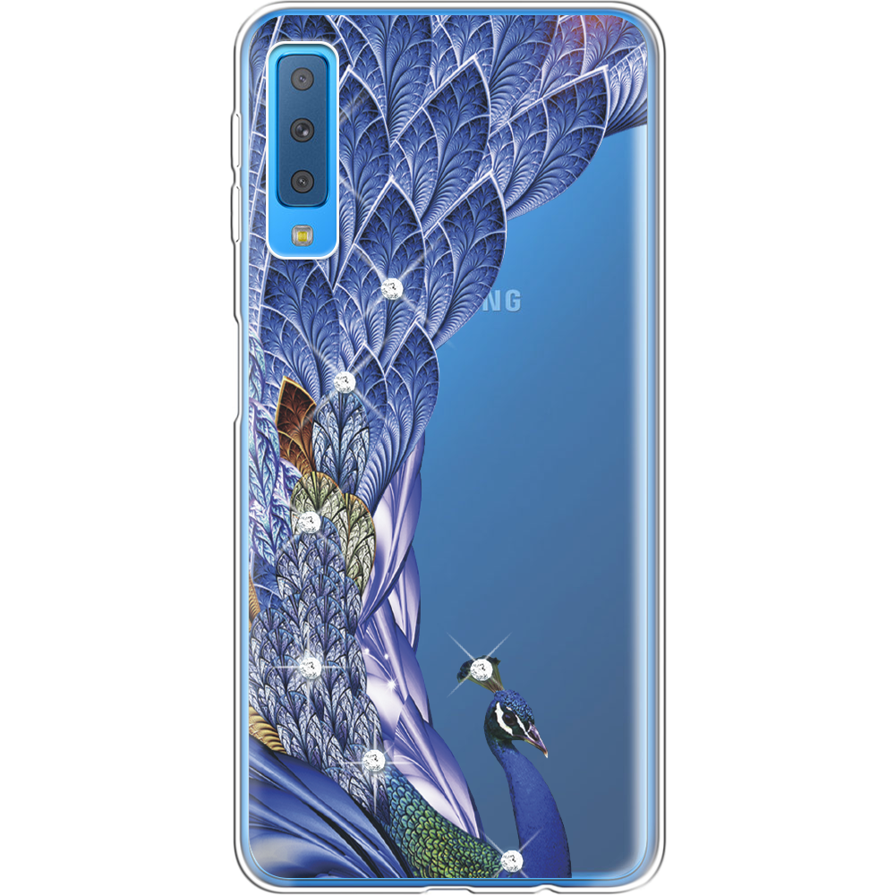 Чохол Boxface Samsung A750 Galaxy A7 2018 Павич зі стразами Прозорий силікон (35481-rs7-35481)