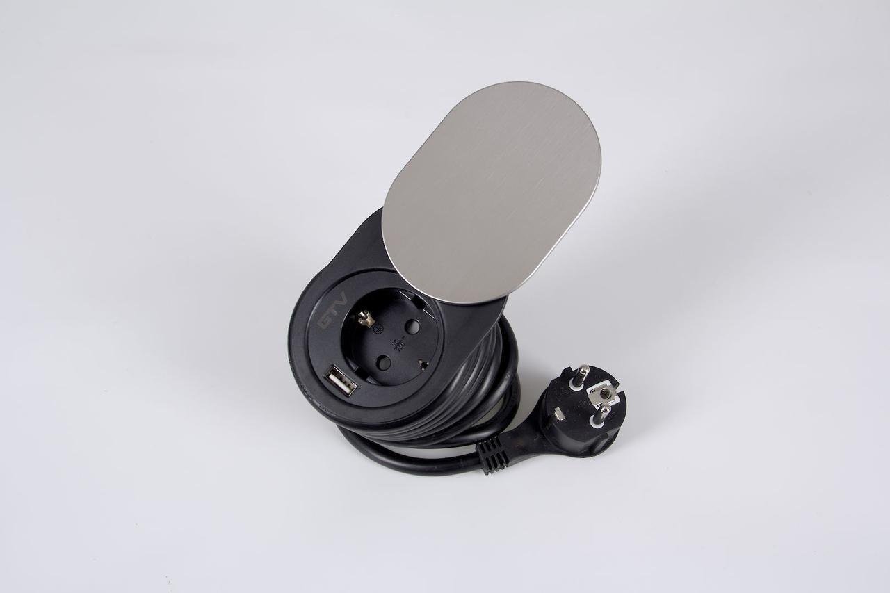 Розетка встроенная GTV на 1 вилку 1 USB овальная (AE-BPW1S1UCH-51)