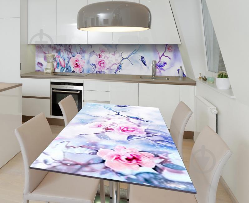 Наклейка 3Д виниловая на стол Zatarga «Зимородки в розах» 600х1200 мм (Z184477st) Наклейка 3Д виниловая на стол Zatarga «Зимородки в розах» 600х1200 мм (Z184477st)