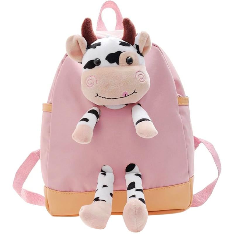 Дошкільний рюкзак Lesko A-7757 Cow одне відділення з ремінцем Pink (24366877)