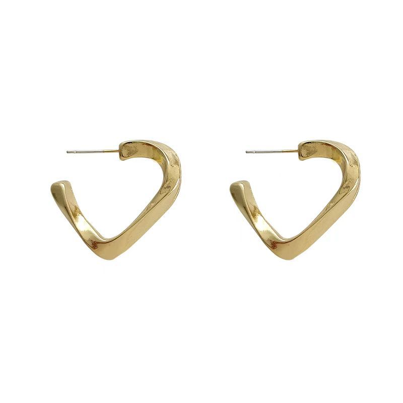 Сережки великі пусети-гвоздики класичні вигнуті Золотистий (70315) Сережки великі пусети-гвоздики класичні вигнуті Золотистий (70315)