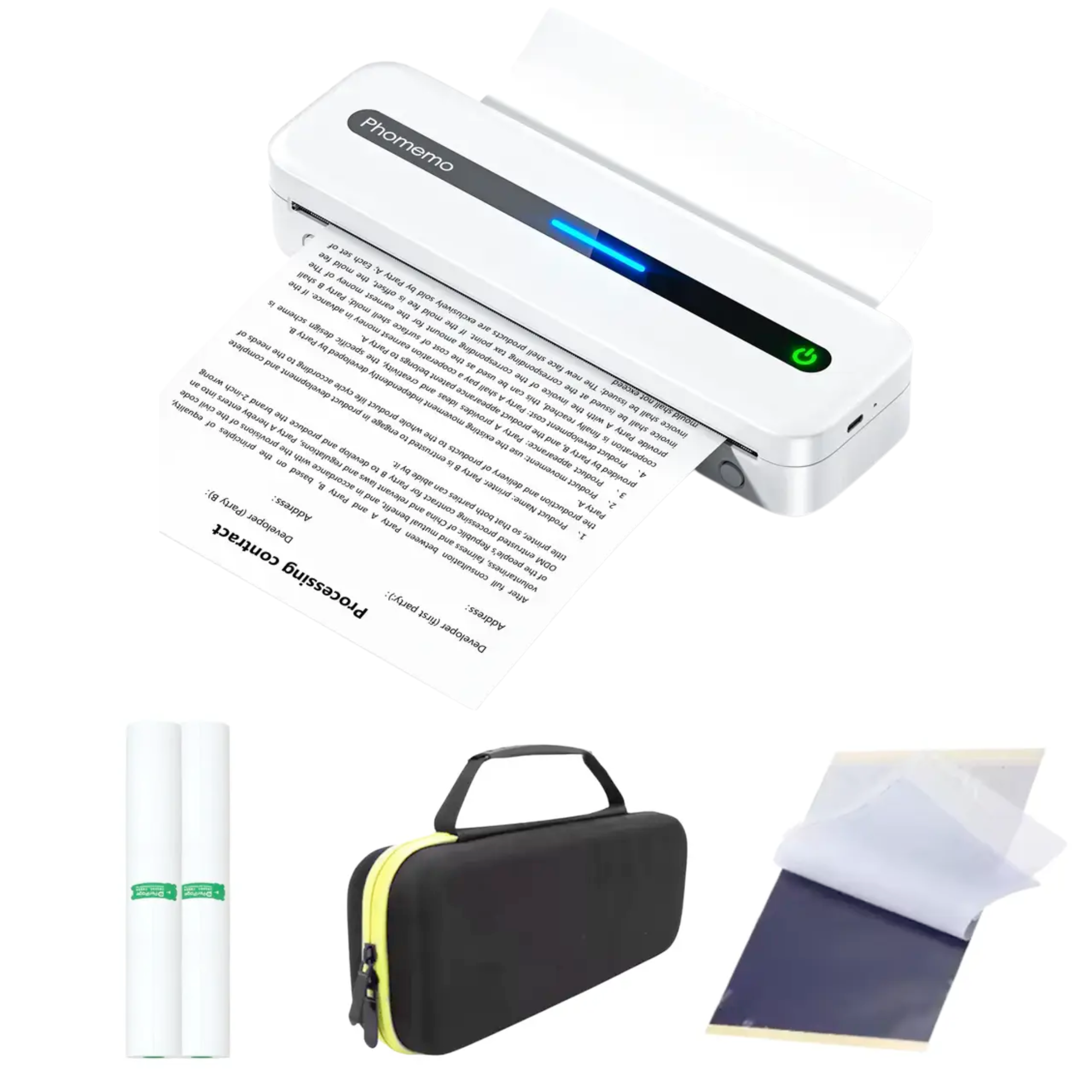 Термопринтер Phomemo M832/чехол/2 рулона термо бумаги/5 листов бумаги для трансфера тату White (GS-288) Термопринтер Phomemo M832/чехол/2 рулона термо бумаги/5 листов бумаги для трансфера тату White (GS-288)