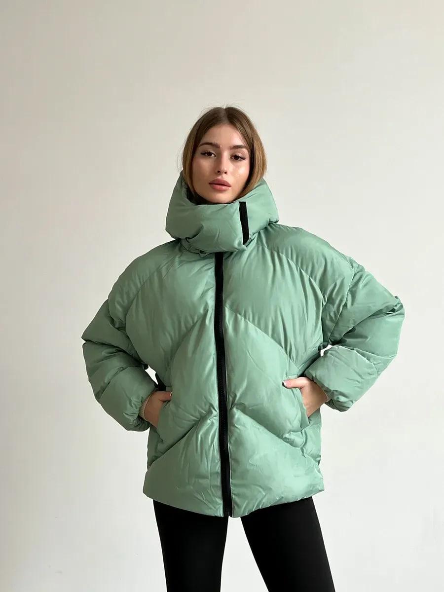 Пуховик жіночий Quadro зимовий до -15°С з капюшоном оверсайз S/M М'ятний (26531/2/1) - фото 1 Пуховик жіночий Quadro зимовий до -15°С з капюшоном оверсайз S/M М'ятний (26531/2/1) - фото 1