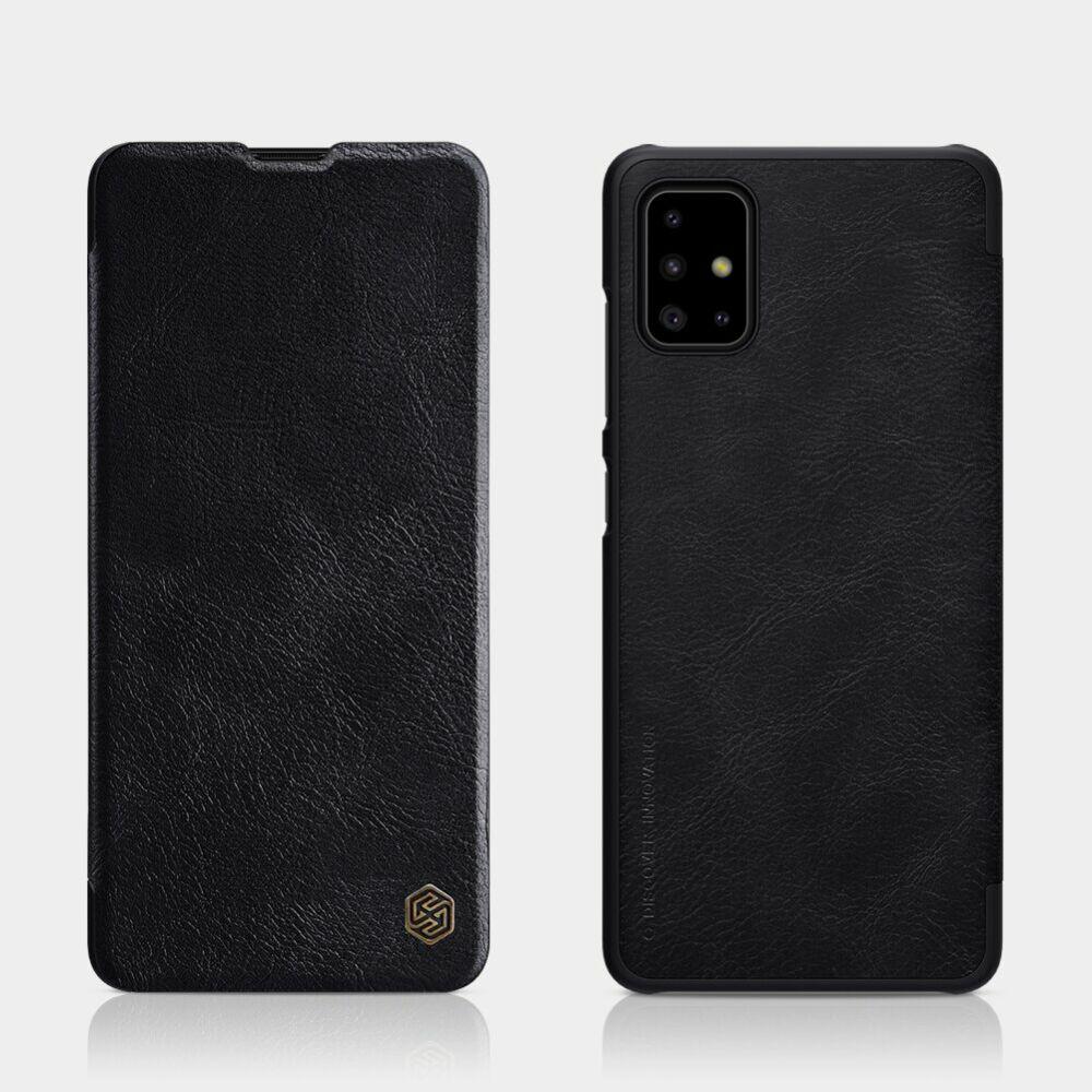 Кожаный чехол книжка Nillkin Qin series для Samsung Galaxy A51 (2020) A515 Black