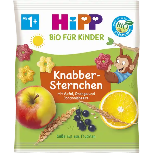 Зірочки-снеки з яблуком/апельсином та чорною смородиною Hipp BIO 30 г