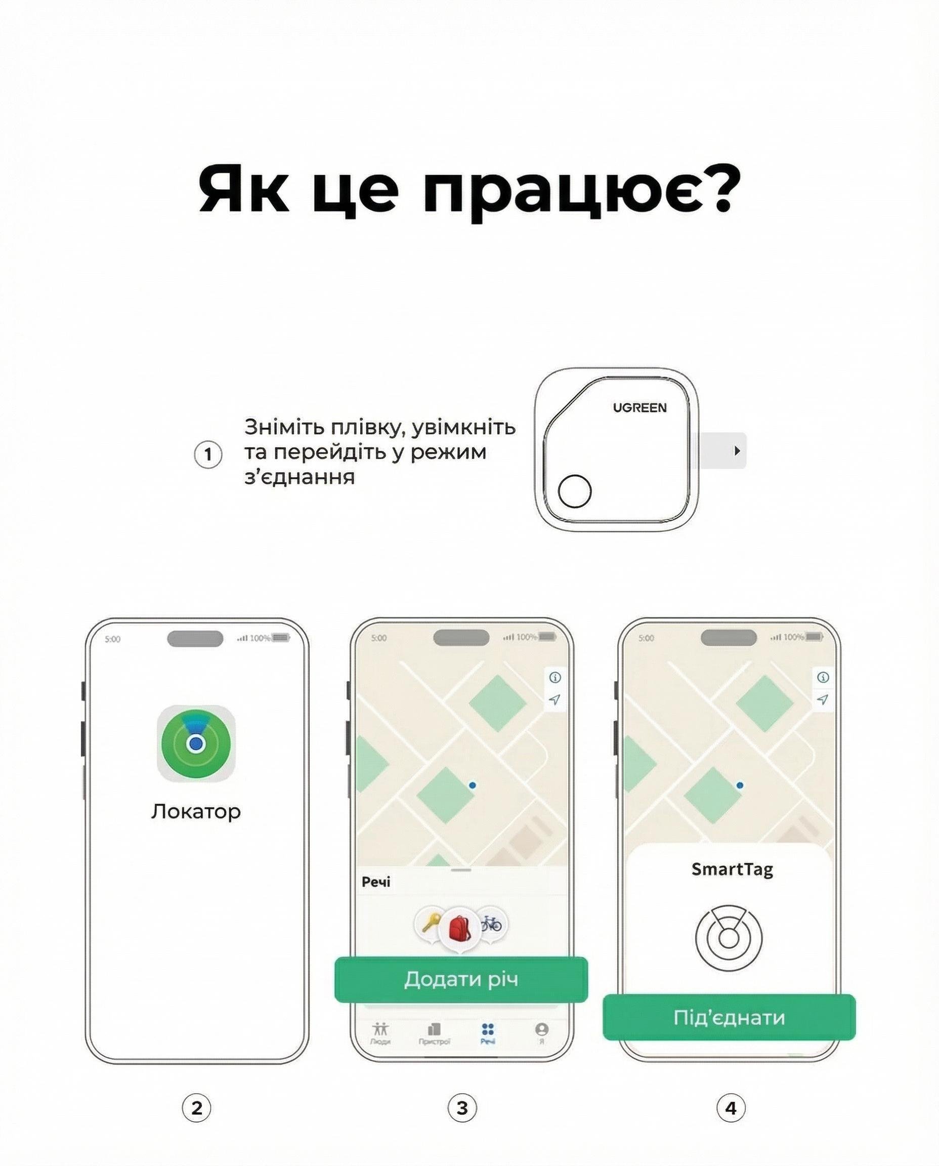 Смарт-трекер для iPhone UGREEN CM816 Apple Find My Черный (45297) - фото 3