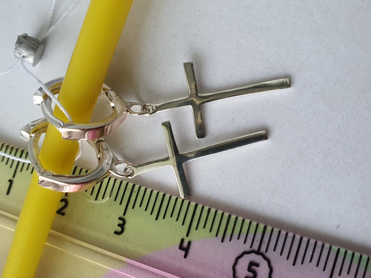 Срібні сережки Хрестики з вставкою золота 925/375 проба (26943916) - фото 2 Срібні сережки Хрестики з вставкою золота 925/375 проба (26943916) - фото 2