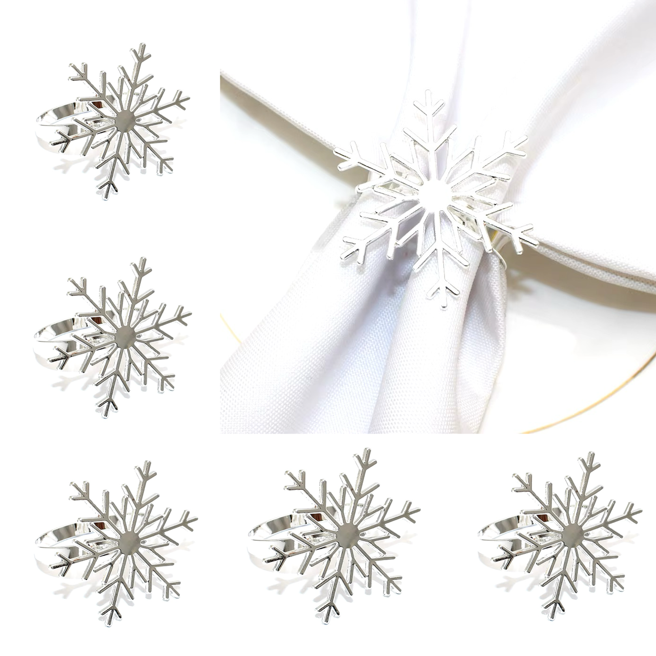 Набір кілець для серветок Сніжинки 6 шт. - фото 6 Набір кілець для серветок Сніжинки 6 шт. - фото 6